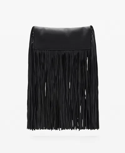 Mango Women's Fringes Leather Handbag In Black