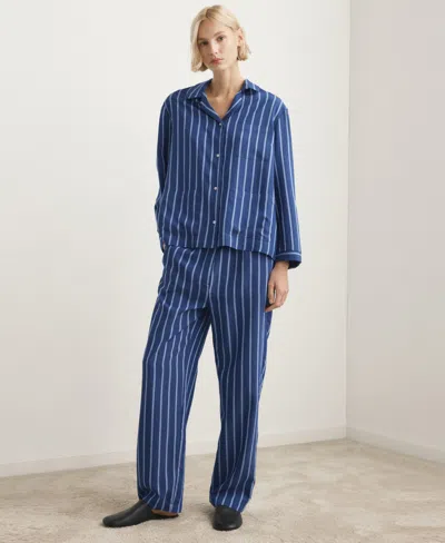 Mango Women's Front Pocket Striped Pajama Shirt In Blue