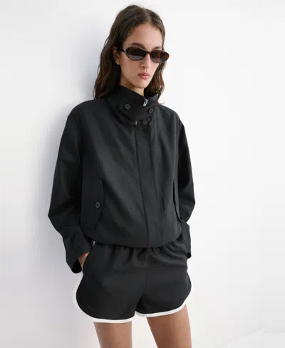 Mango Women's Funnel-neck Bomber Jacket In Black