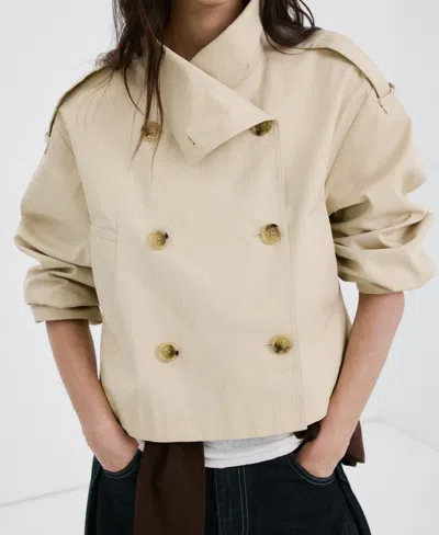 Mango Women's Funnel-neck Cropped Trench Coat In Neutral