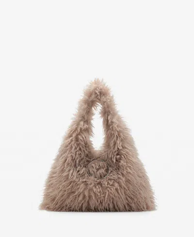Mango Women's Fur And Hoop Detail Shoulder Bag In Sand