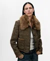 Mango Fringe Tweed Jacket With Faux Fur In Multi