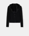 Mango Women's Fur-effect Collar Cardigan In Black