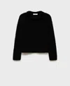 Mango Women's Fur-effect Knitted Sweater In Black