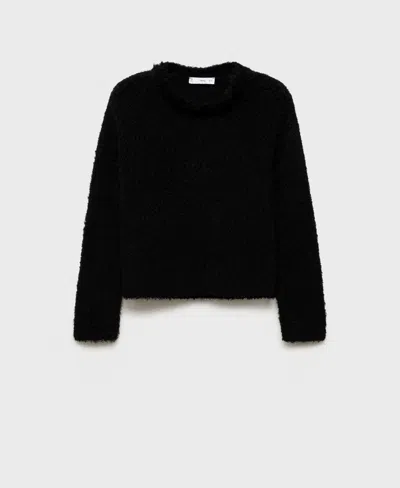 Mango Women's Fur-effect Knitted Sweater In Black