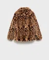 Mango Women's Fur-effect Leopard-print Coat In Brown