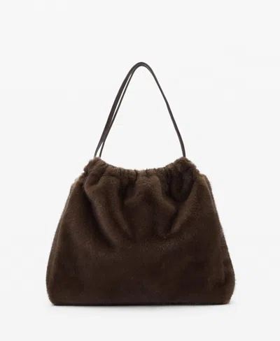 Mango Women's Fur Effect Shoulder Bag In Brown