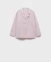 Mango Garment Washed Cotton Pajama Top In Purple