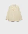 Mango Garment Washed Cotton Pajama Top In Neutral