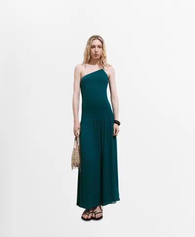 MANGO WOMEN'S GATHERED BODY ASYMMETRICAL DRESS