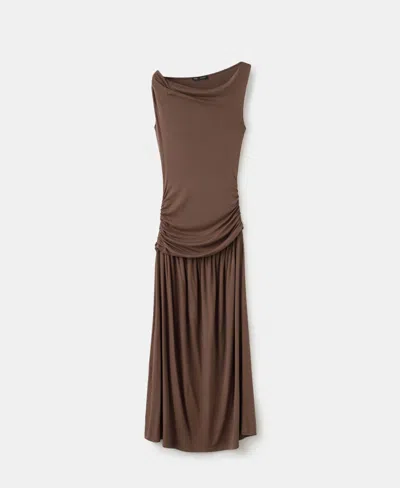 Mango Women's Gathered Body Asymmetrical Dress In Brown
