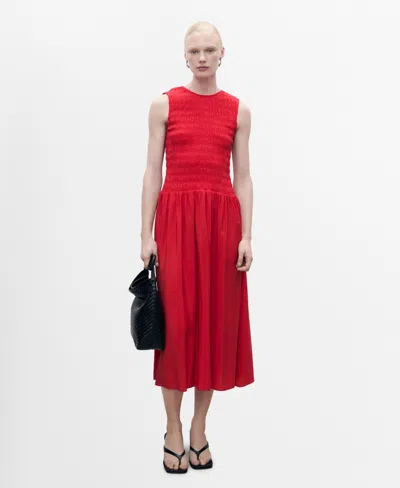 Mango Women's Gathered Body Flared Dress In Red