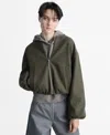 Mango Gathered Waist Bomber Jacket In Khaki