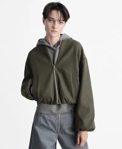 MANGO WOMEN'S GATHERED BOMBER JACKET