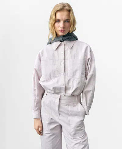 Mango Women's Gathered Denim Jacket In Lilac