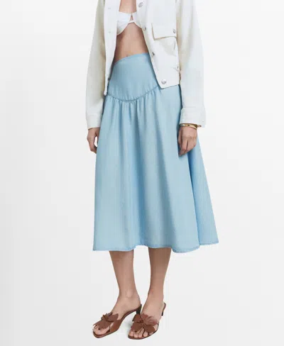 Mango Women's Gathered Detail Lyocell Midi Skirt