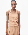 Mango Gathered Halter Top In Neutral