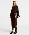 Mango Asymmetrical Dress With Gathered Details Brown In Brown