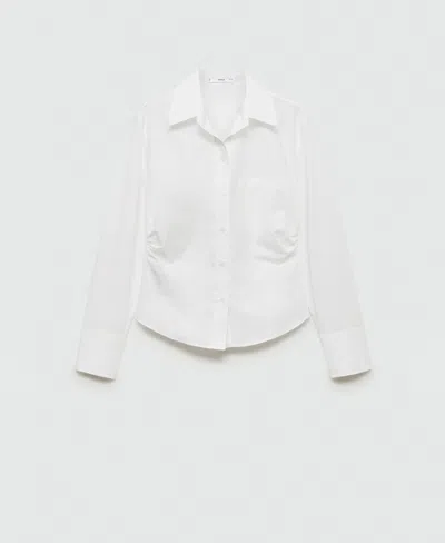 Mango Fru Gathered Cotton Shirt In Off White