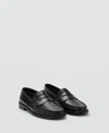 Mango Gathered Leather Moccasin Black In Black
