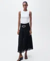 Mango Pleated Midi Skirt In Black