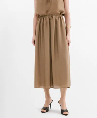 Mango Women's Gathered Midi Skirts In Brown