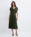 Mango Gathered Midi-dress In Black