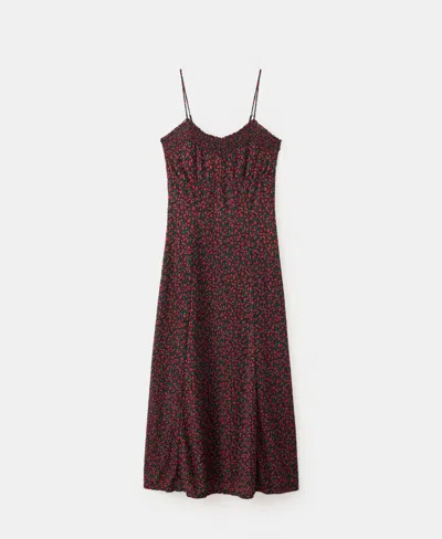 Mango Women's Gathered Neckline Floral Midi-dress In Brown