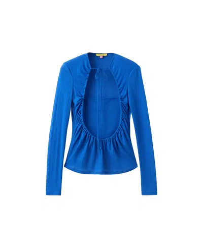 Mango Women's Gathered Opening Overlay Top In Blue