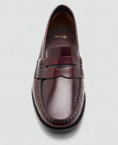 Mango Women's Gathered Penny Loafers In Burgundy