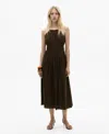 Mango Midi-dress With Gathered Waist Brown In Brown