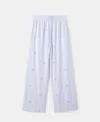 Mango Crystal Embellished Stripe Drawstring Pants In Blue