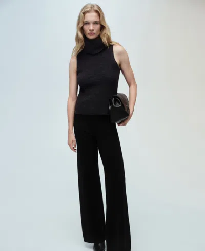 Mango Women's Geometric Print Knitted Pants In Black