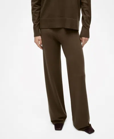 Mango Women's Geometric Print Knitted Pants In Khaki
