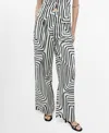 Mango Doty Print Linen & Cotton Straight Leg Pants In White