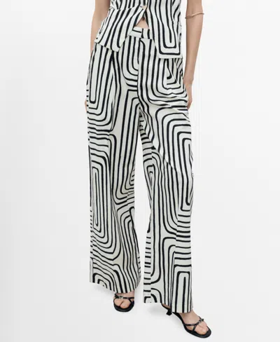 MANGO WOMEN'S GEOMETRIC-PRINT LINEN PANTS