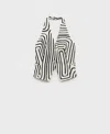 Mango Geometric-print Linen Waistcoat Ecru In White