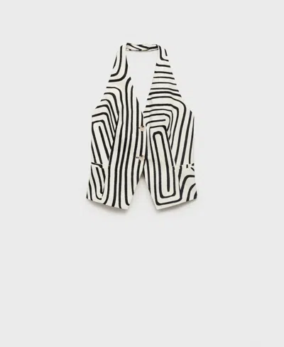 Mango Women's Geometric-print Linen Vest In White