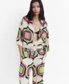 Mango Wide Leg Abstract Retro Geometric Print Pants In Multi