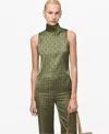 Mango Women's Geometric Print Satin Blouse In Green
