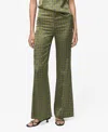 Mango Women's Geometric-print Satin Pants In Green