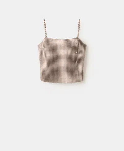 Mango Women's Gingham Check Button Top In Brown