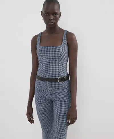 Mango Vichy Top In Blue