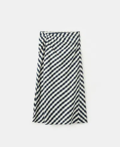 Mango Ruched Side Midi Skirt In Black