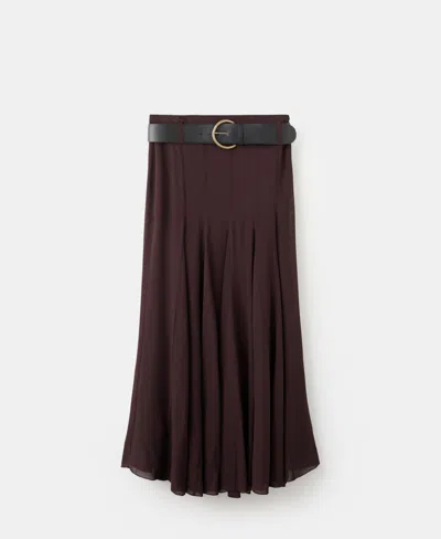 Mango Women's Godet Belt Skirt In Burgundy