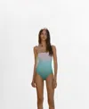 Mango Women's Gradient Effect Strapless Swimsuit In Green