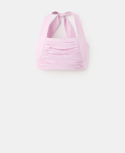 Mango Featuring Hailey Bieber Kasha Sleeveless Crop Top In Pink