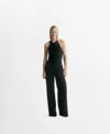 Mango Wide Leg Halter Jumpsuit In Black