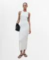 Mango Rib Knit V-neck Midi Dress In White