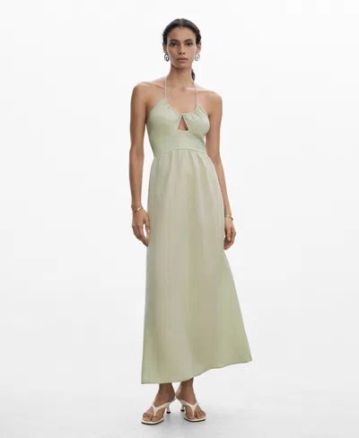 MANGO WOMEN'S HALTER NECK LONG DRESS